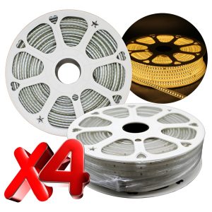 Paquete 4 Mangueras Tira Led 50 Mts 5050 Para Interperie