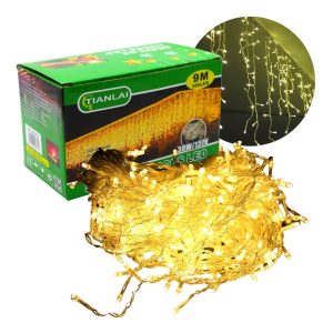Serie Cascada Navidad De 300led 9 Mts Color Cálido 8 Efectos