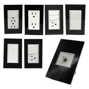 Pack De 10 Placas Negro Elegante Apagadores Y Contactos
