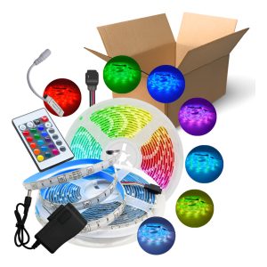 10 Tiras Rgb Kit 5050 De 5 Mts 16 Colores Con Control Exteri