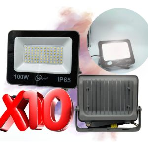 Alternative view of 10 Reflectores Led 100w Slim Luz Blanca P/ Exterior 110-220