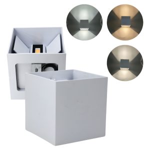 Pack 2 Arbotantes Led Cubo Blanco 12w 3 Temperaturas