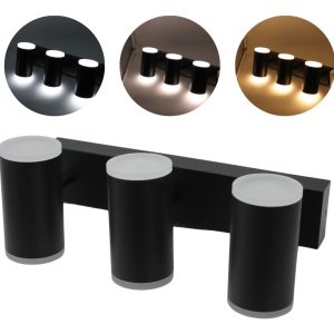 Lampara Arbotante Negro Triple Luz 3 Temperaturas De 42w
