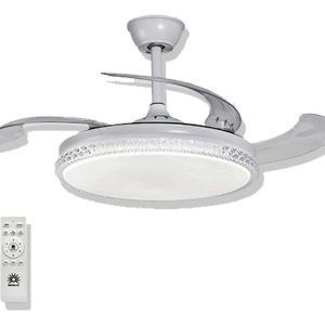 Ventilador De Techo Megaluz F7240 Con 4 Aspas De Plástico Color Transparente Estructura Color Blanco, 42 De Diámetro 127v
