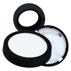 10 Lamparas De Sobreponer Led 12w (90w) Aro Negro L Blanca