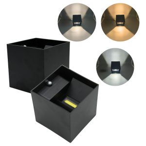 Lampara Led Arbotante Cubo Negro Vintage 12w 3 Temperaturas