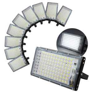 10 Reflectores Led 100w Slim Luz Blanca P/ Exterior 110v