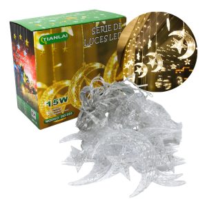 Super Serie Led Cascada Lunas Y Estrellas 3m Movimiento 15w