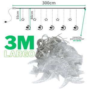 Alternative view of Super Serie Led Cascada Lunas Y Estrellas 3m Movimiento 15w