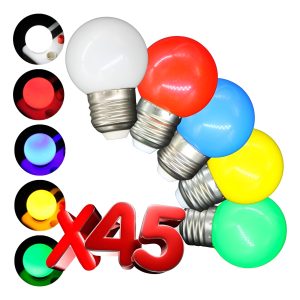 45 Focos Led Color G45 Rosca Normal Decorativo E27 Variado