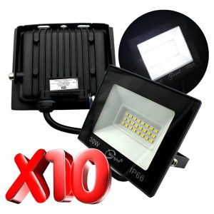 10 Reflectores Led De 30w Luz Blanca Ahorrador Para Exterior