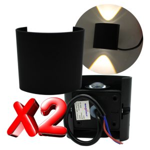 Alternative view of Paquete 2 Arbotantes Led 4w Negro Luz Blanca Cálida 3000k