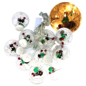 Serie Led Luces Navideña De Esfera Con Arbol Y Nieve Dentro