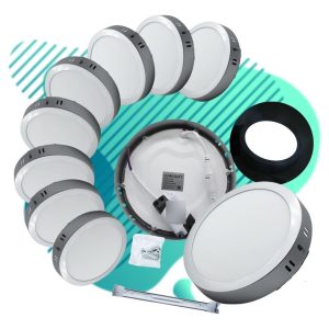 Paquete De 10 Lamparas Satinado Sobreponer Redondo 12w Plata