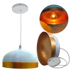 Lampara Colgante Decorativo Moderno Blanco Con Dorado