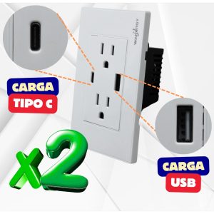Alternative view of Pack 2 Contacto Duplex + 2 Tomas Usb Doble Blanco