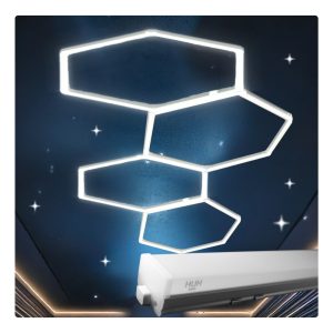 Super Lampara 4 Hexagonos Armable Luz Blanca 115cm 20w