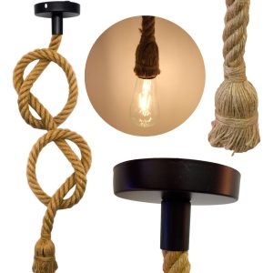 Lampara Vintage Soga Con Foco Soquet Y Cuerda Moldeable Led