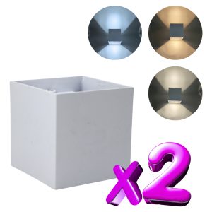 Alternative view of Pack 2 Arbotantes Led Cubo Blanco 12w 3 Temperaturas