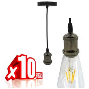 Paquete De 10 Soquet Industrial Metalico Vintage Decorativo
