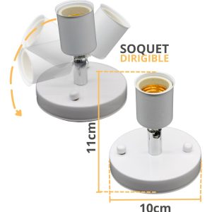 Alternative view of Socket Metalico Dirigible Blanco Vintage Entrada E27 Oferta