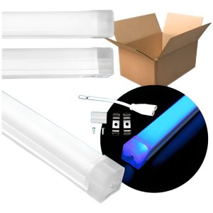 Paquete De 10 Regleta Tubo Led Azul De 20w 1.20 M