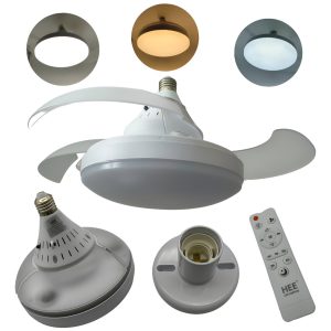 Pack 2 Foco Led Ventilador 25w Luz Al Centro Aspa Retractil
