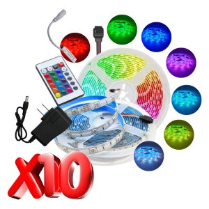 Alternative view of 10 Tiras Rgb Kit 5050 De 5 Mts 16 Colores Con Control Exteri