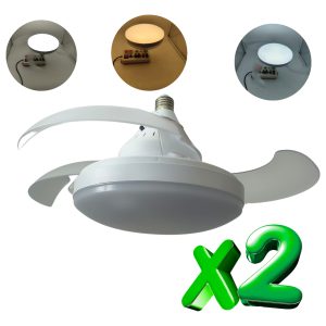 Alternative view of Pack 2 Foco Led Ventilador 25w Luz Al Centro Aspa Retractil