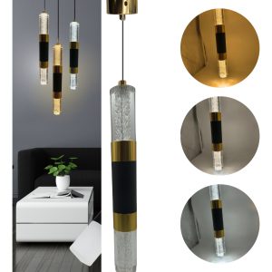 Lampara De Techo Colgante Candil Dorado Minimalista Acrilico