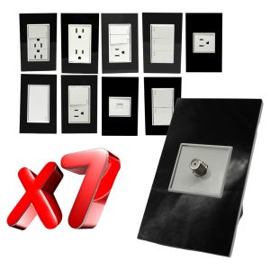 Alternative view of Pack De 7 Placas Negro Elegante Apagadores Y Contactos
