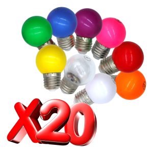 20 Focos Led Color G45 Rosca Normal Decorativo E27 Variado