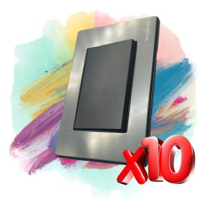 Alternative view of Paquete De 10 Placas Con Apagador Sencillo Plateado