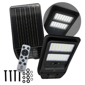 Lampara Solar Suburbana 90w Alumbrado Público Sensor Mov Color Negro