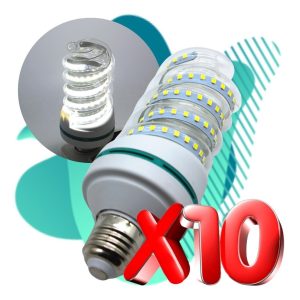 10 Focos Espiral Led Ahorrador 20w Luz Blanco Brillante E27