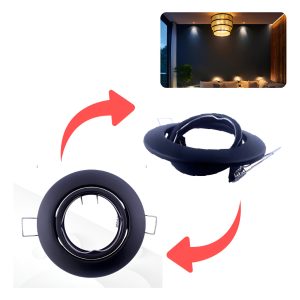 Pack 10 Spot Dirigible Redondo Negro Para Foco Dicroico