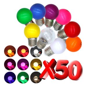 Pack 50 Focos Led Mini Bombilla De Colores E27 Decoración