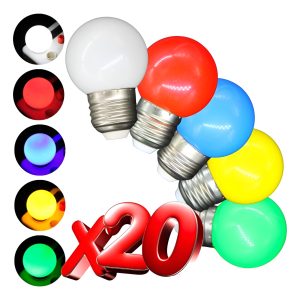 20 Focos Led Color G45 Rosca E27 Decorativo Especial Variado