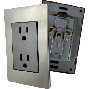 10 Contactos Duplex Con Placa De 15 Amp 127/220 Grafito Lujo Color Gris