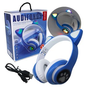 Audífonos Bluetooth Diadema Gato Inalambricos Luminoso
