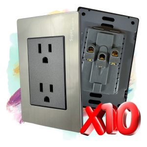 Alternative view of 10 Contactos Duplex Con Placa De 15 Amp 127/220 Grafito Lujo Color Gris