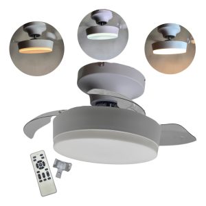 Ventilador De Aspas Retractil Y Lámpara Led Control 3 Luces