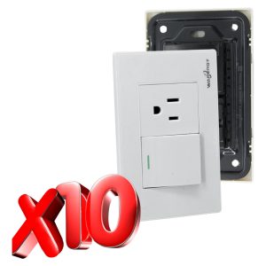 Alternative view of Paquete De 10 Placas Con 1 Apagador Y 1 Contacto Completos Color Blanco