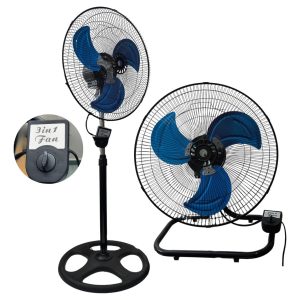 Ventilador 3 En 1 Pedestal 18 Silencioso 80w 3 Vel. Estructura Negro Aspas Naranja