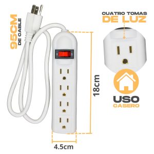 Alternative view of Multicontacto De 4 Tomas Wanergy 05122color Blanco Largo Del Cable De 95cm 16a