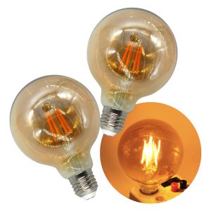Paquete De 2 Focos Led Ahorrador Vintage Globo 4w Cálida