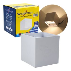 Lampara Led Arbotante Cubo Vintage Blanco Exterior 3000k