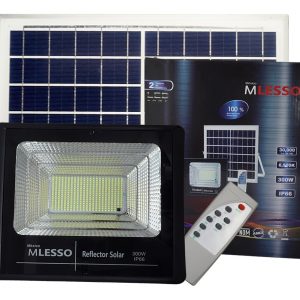Reflector Solar Led 300w Completo Potente Panel Solar 12 H. Carcasa Negro Luz Blanco Frío