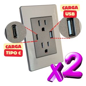 Alternative view of Pack 2 Contacto Duplex + 2 Usb/ C Doble 15 A. 125/250v Gris