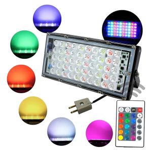 Reflector Led Multicolor 50w Rgb C/control Con Clavija